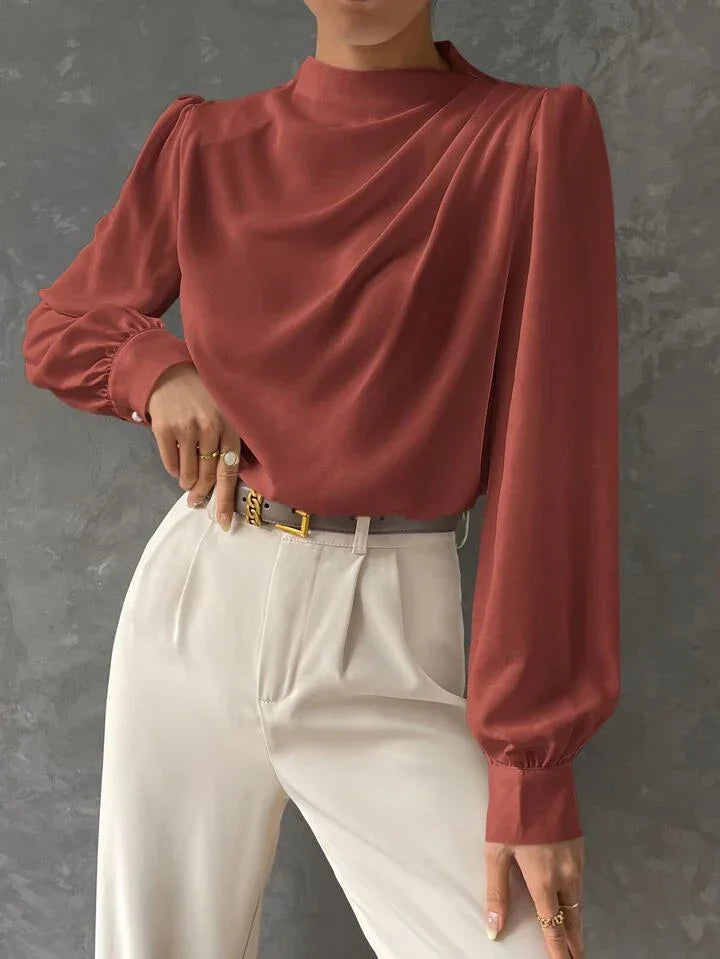 Elegant Bishop Sleeve Draped Top