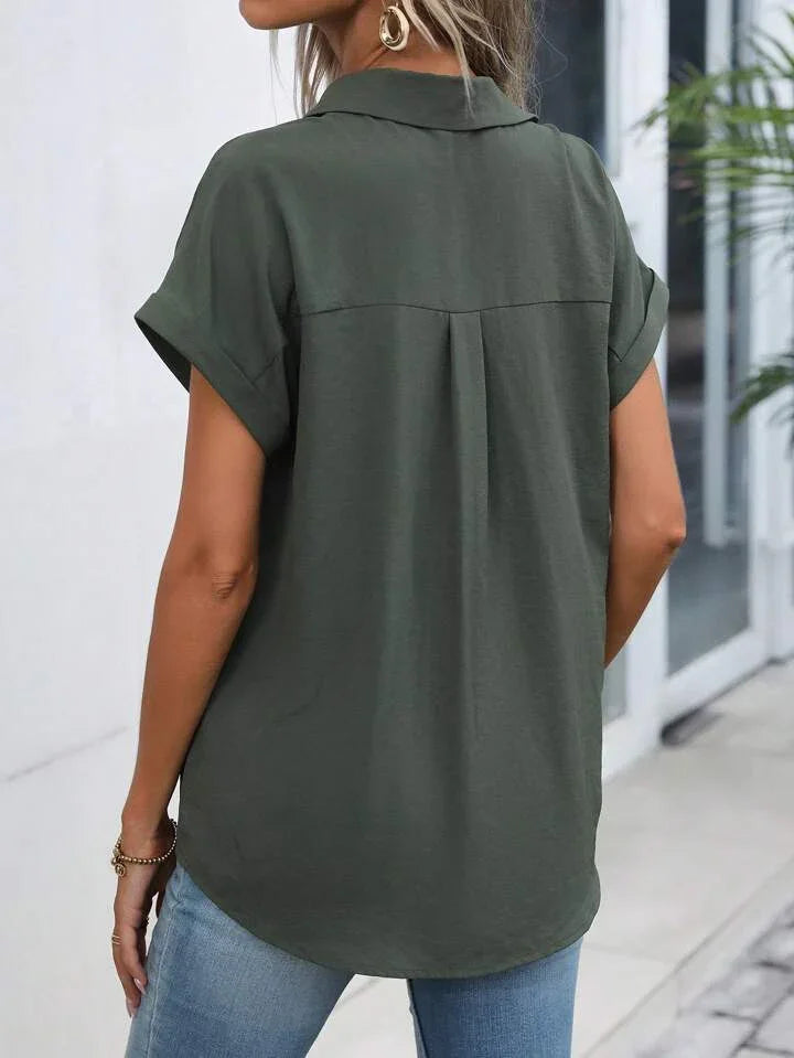 Must-have Short-sleeved Lapel Button Shirt Top