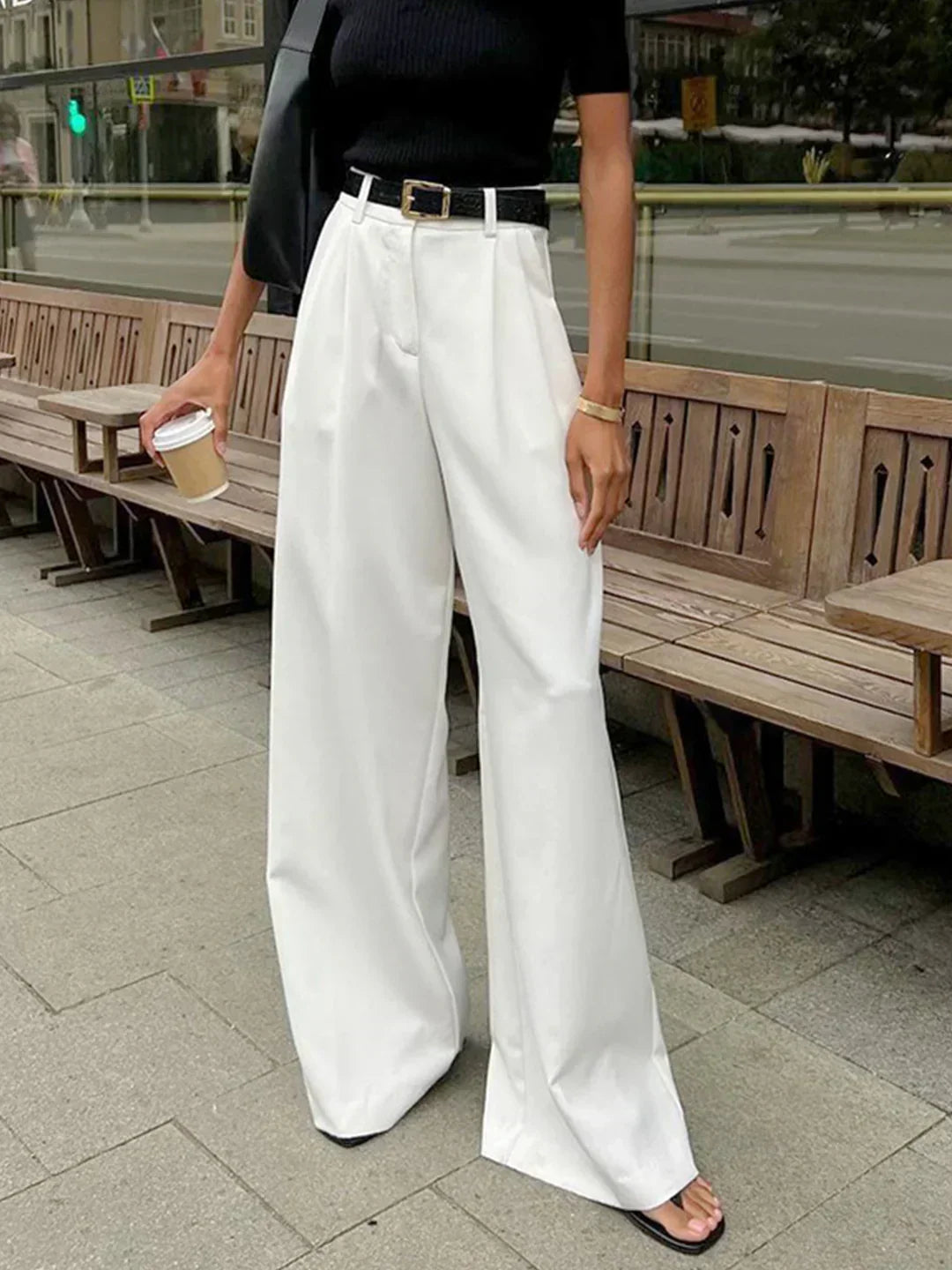 High Waist Drape Casual Pants