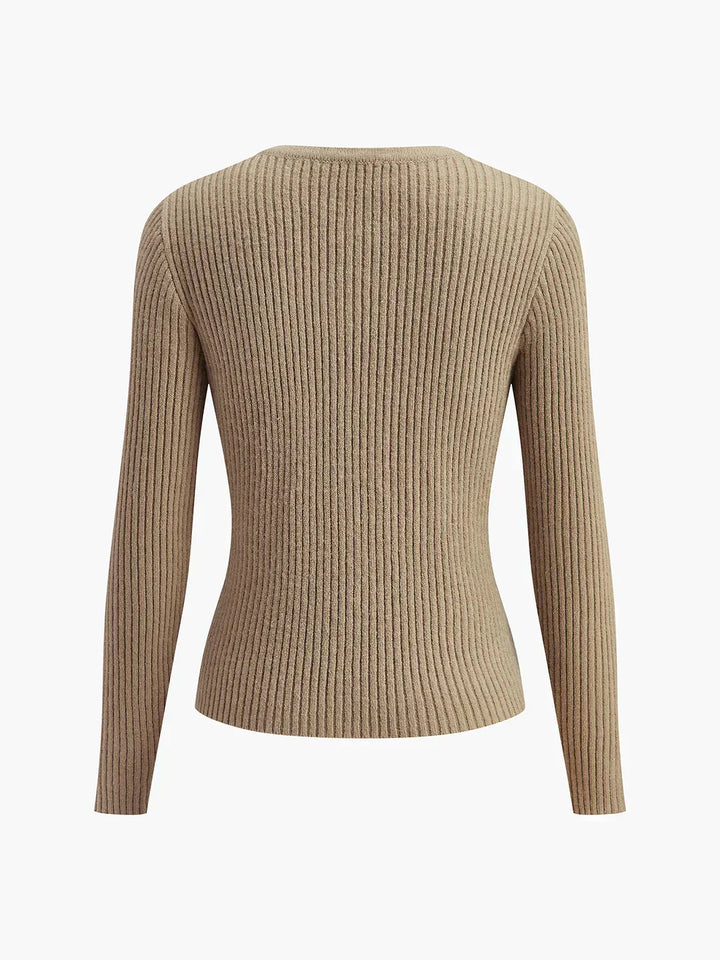 Slim Fit Irregular Crew Neck Knitted Cardigan