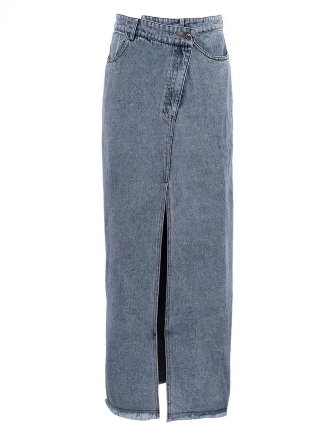 Del Mar High Slit Denim Maxi Skirt