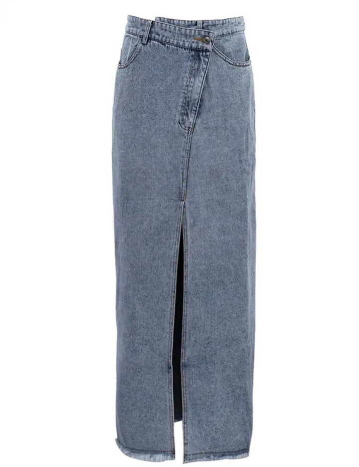 Del Mar High Slit Denim Maxi Skirt
