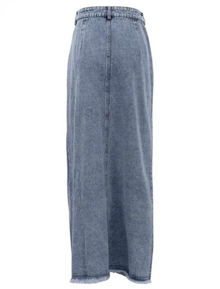 Del Mar High Slit Denim Maxi Skirt