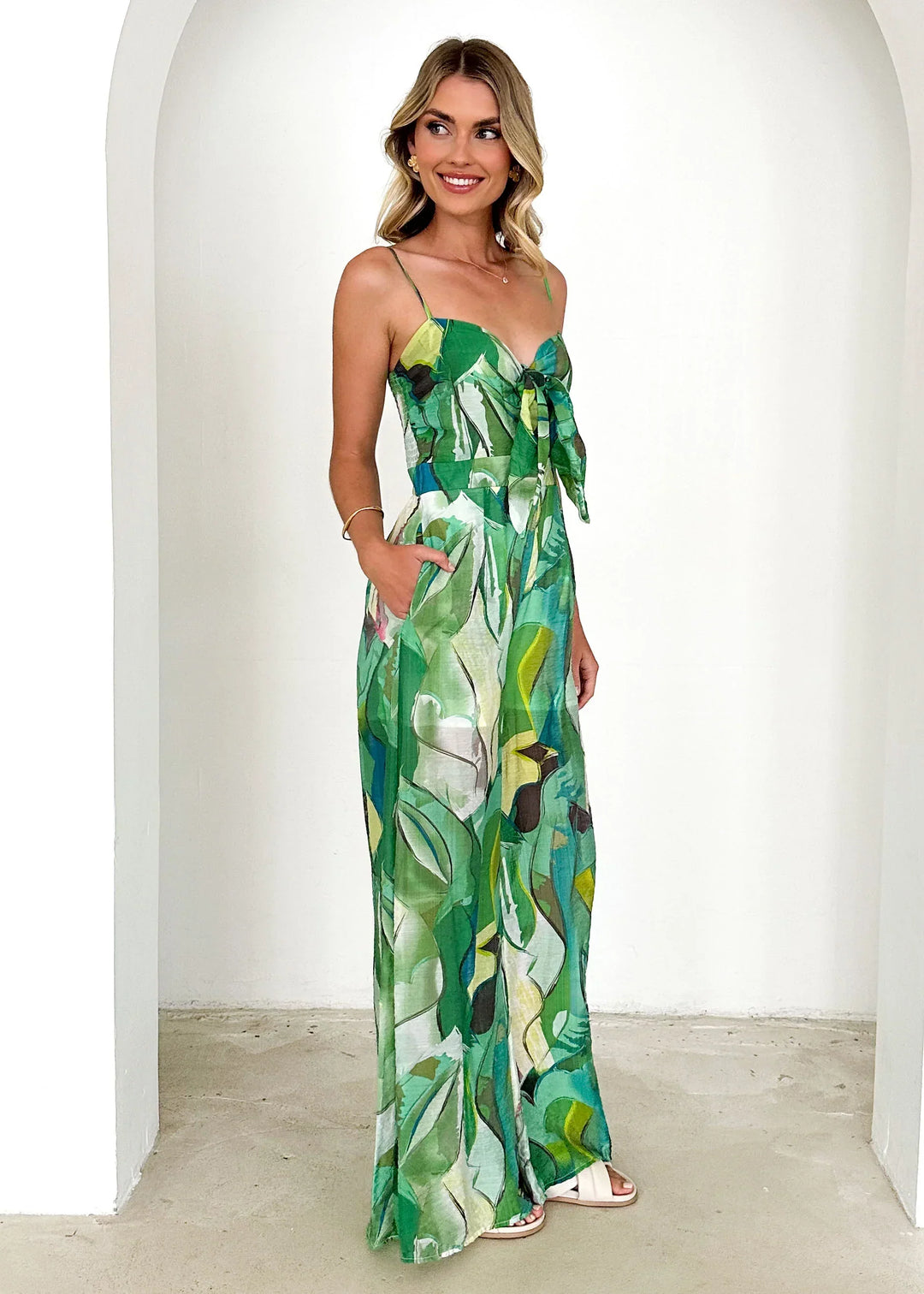Wild Bloom Twist Front Jumpsuit
