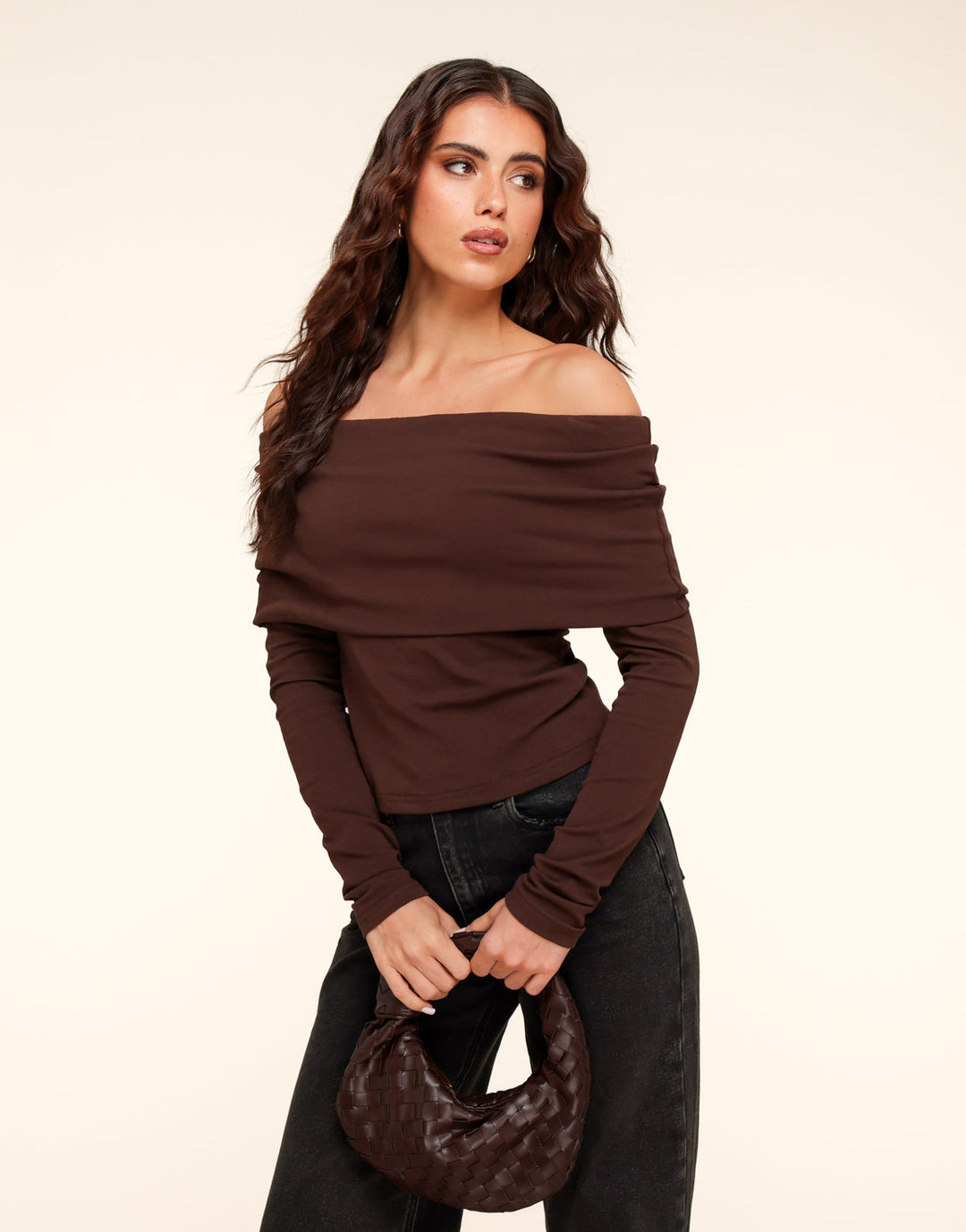 Dark Brown Off Shoulder - Top