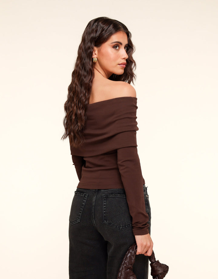 Dark Brown Off Shoulder - Top