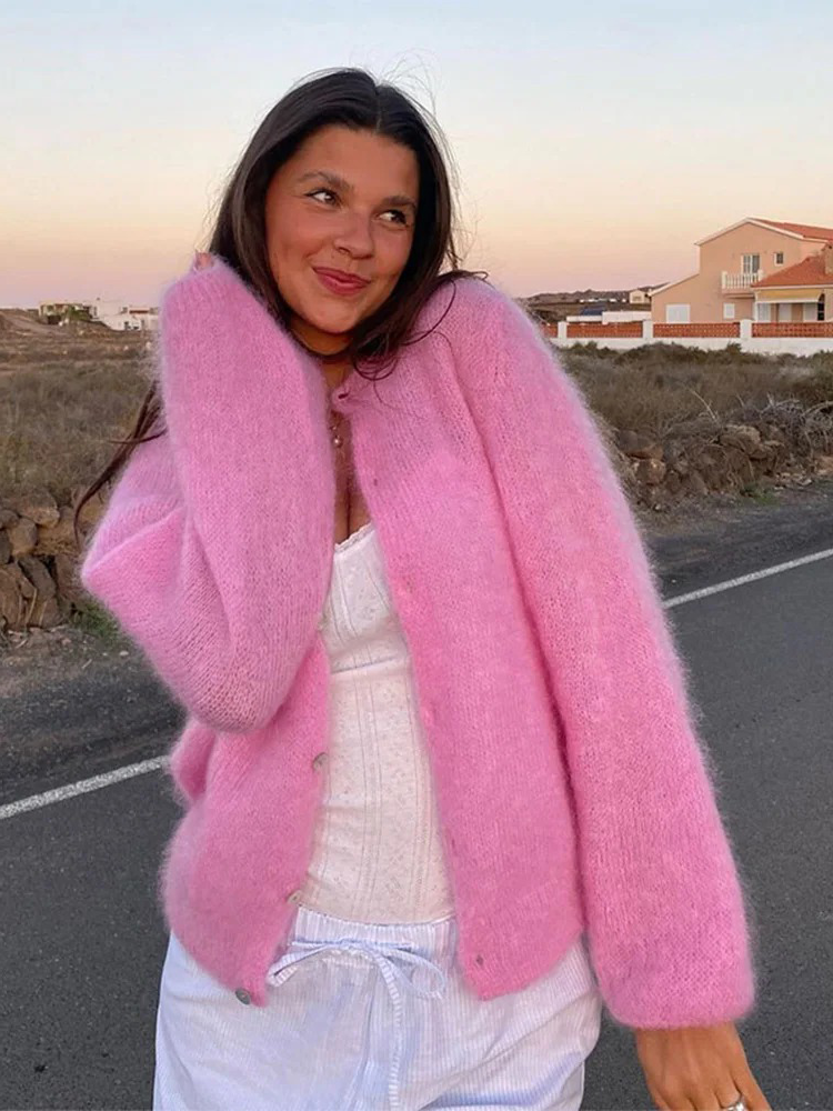 Cotton Skies Fluffy Button Cardigan