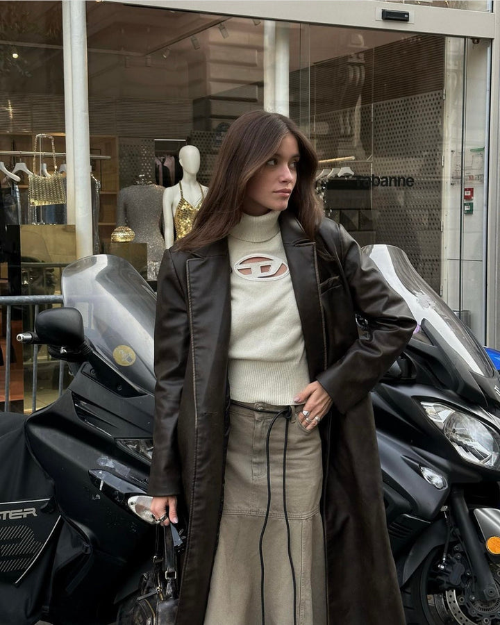 Marcelline Belted Leather Trench