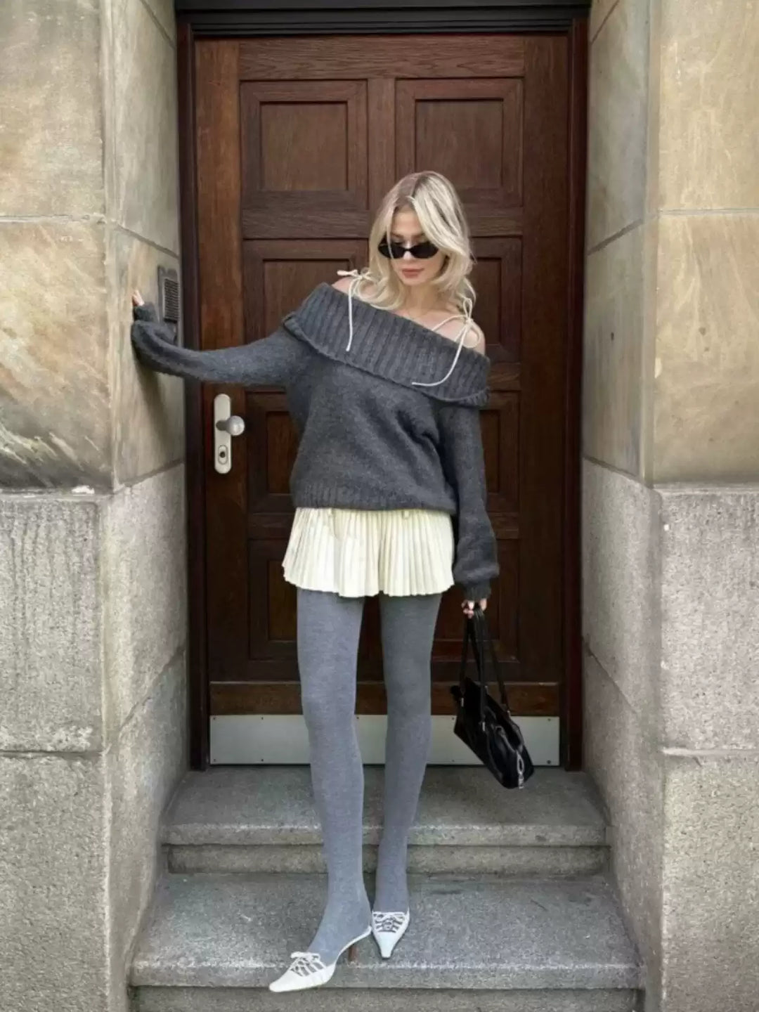 Rue Montmartre Off-Shoulder Knit Sweater