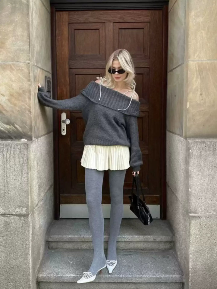 Rue Montmartre Off-Shoulder Knit Sweater