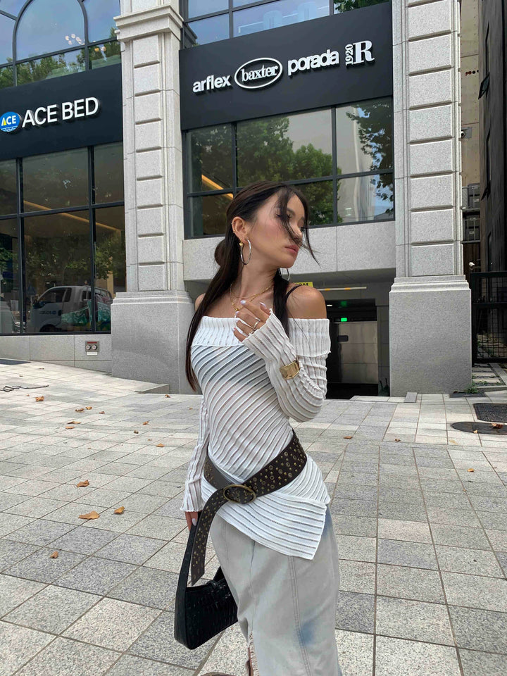 Alouette Sheer Off-Shoulder Top