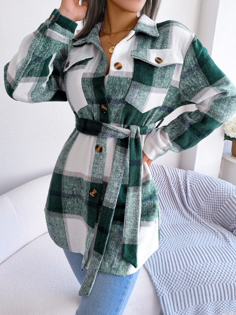 Savanna Belted Check Shacket