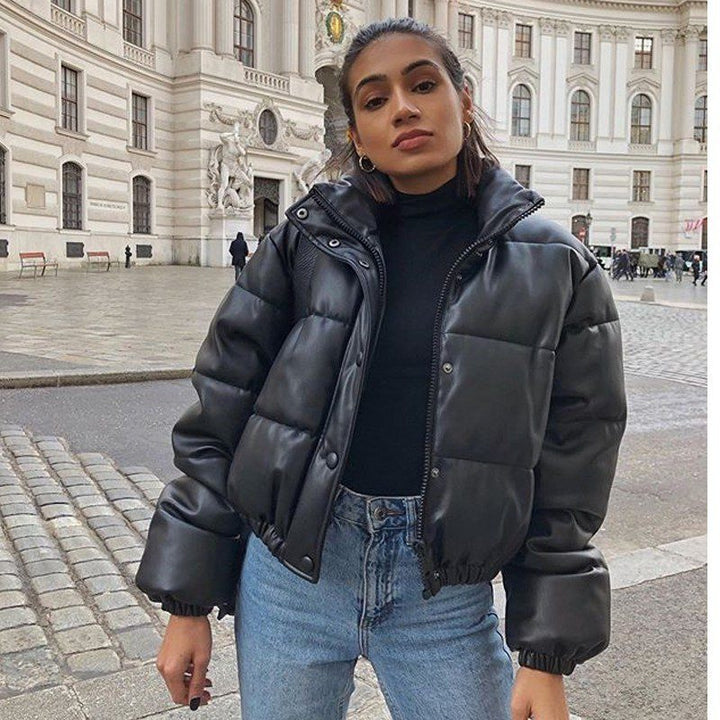 Onyx Rebel Faux Leather Puffer