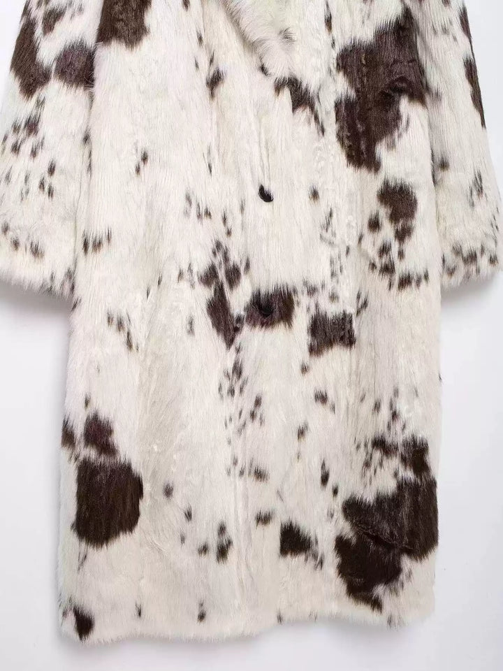 Dallas Faux Fur Cow Print Coat