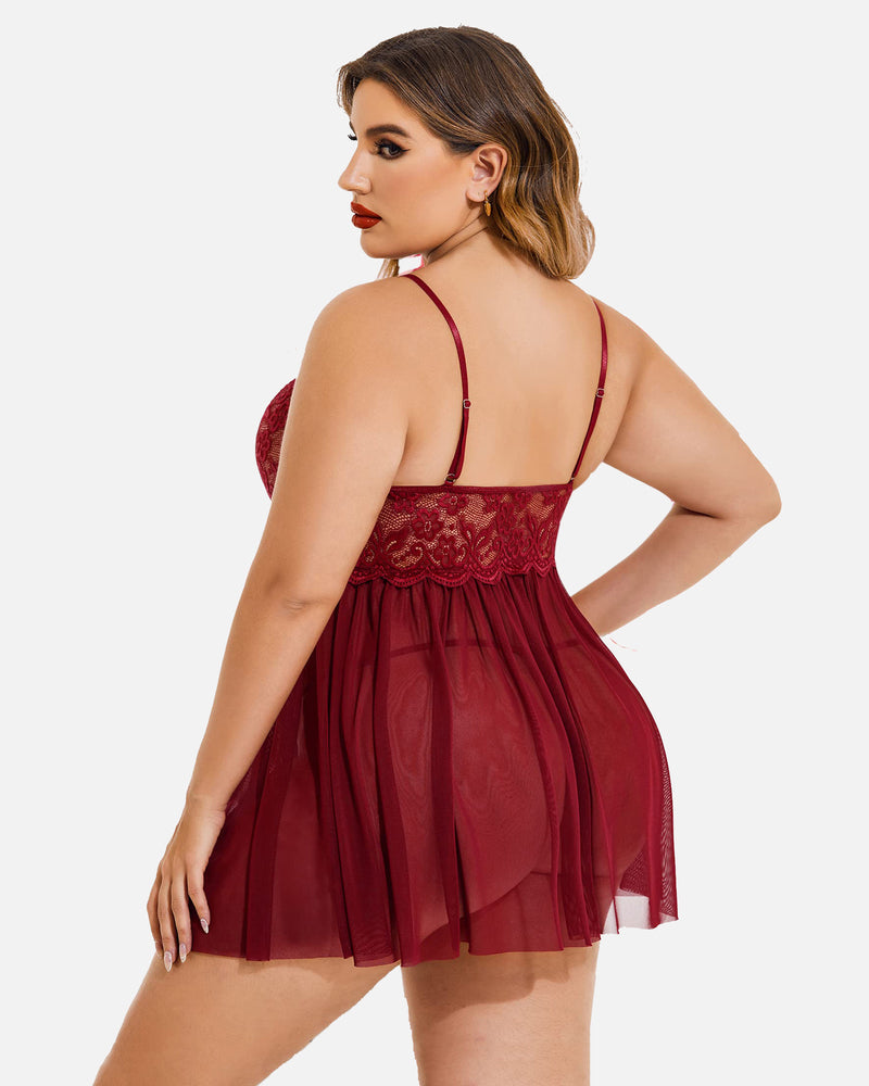 Veralyn – Plus Size Mesh Babydoll