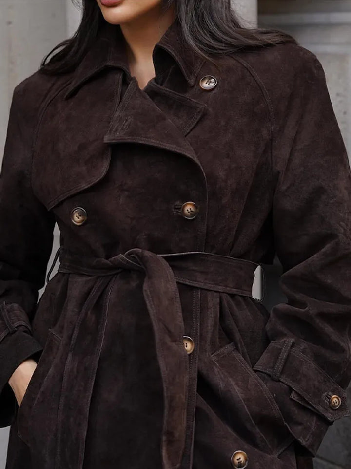 Delaney Suede Belted Trench Coat