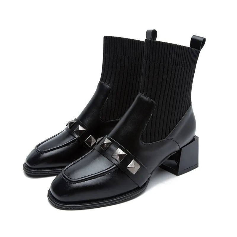 Rebel Studded Sock Boots