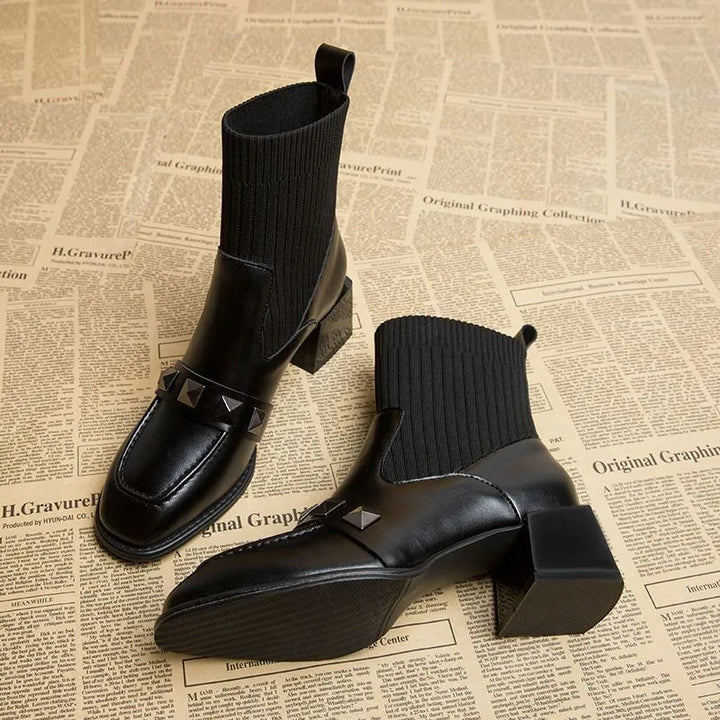 Rebel Studded Sock Boots