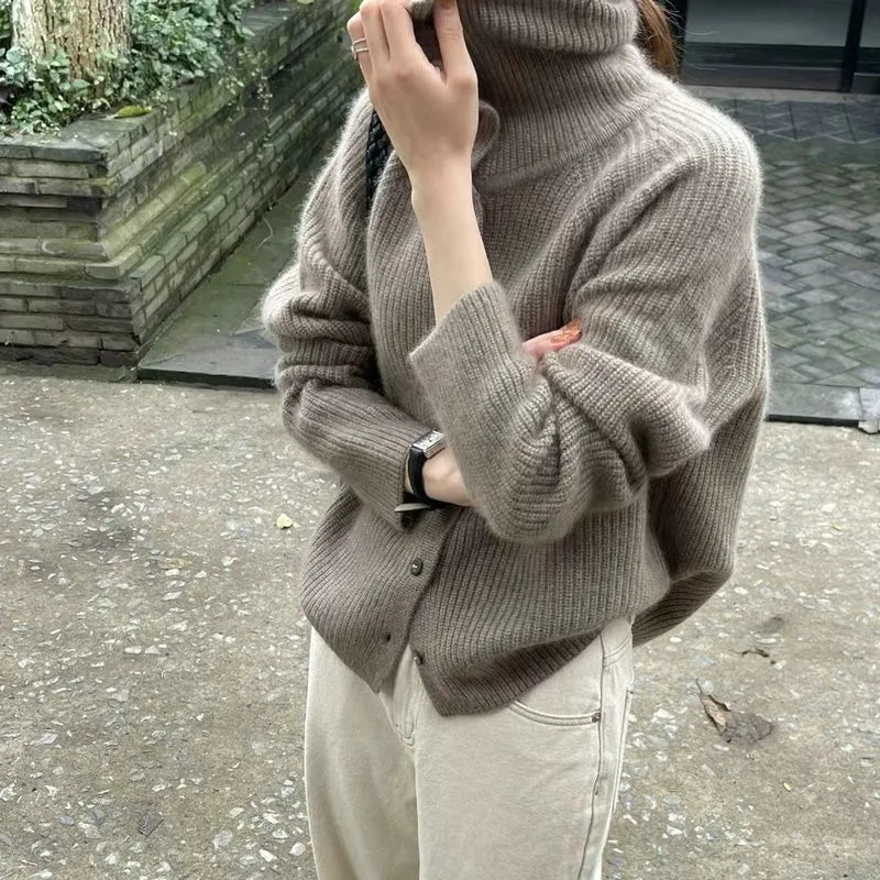 Isla High Neck Knit Cardigan