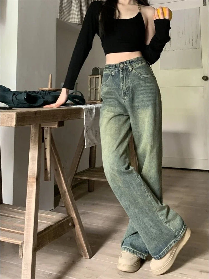 Peyton Vintage Wash Wide Leg Jeans
