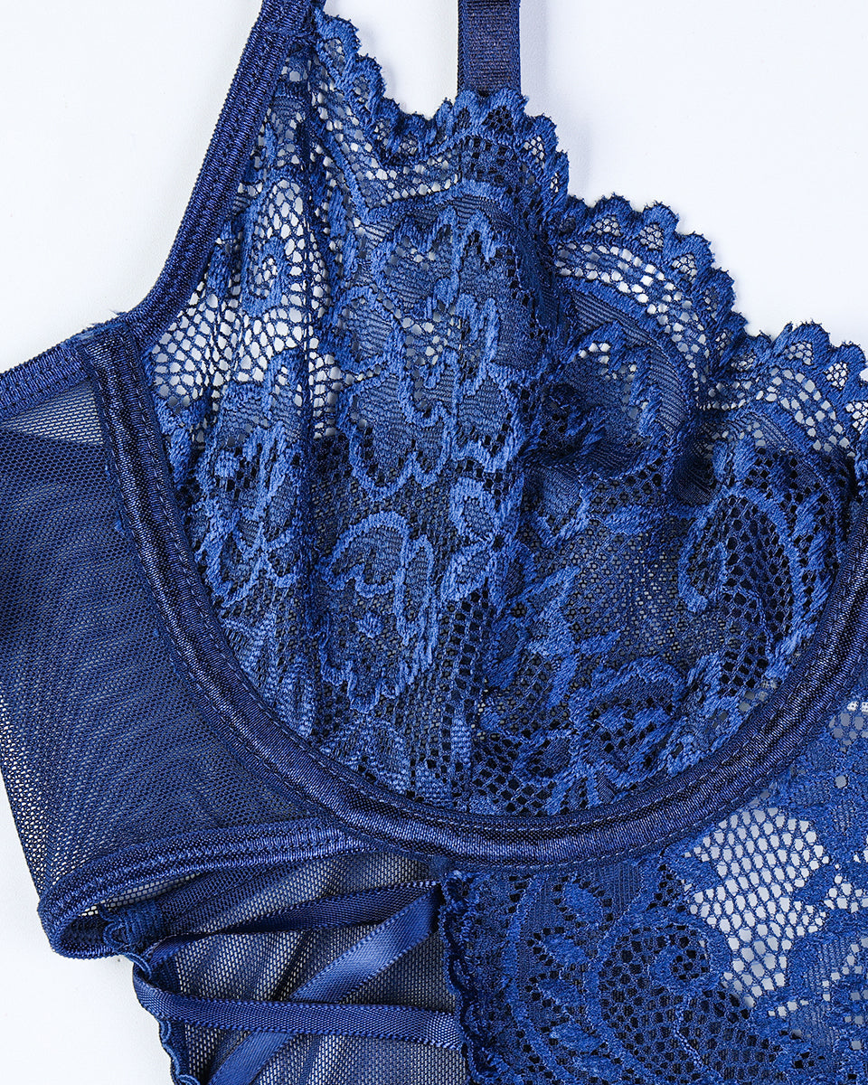 Veylana – Sheer Floral Lace Bodysuit