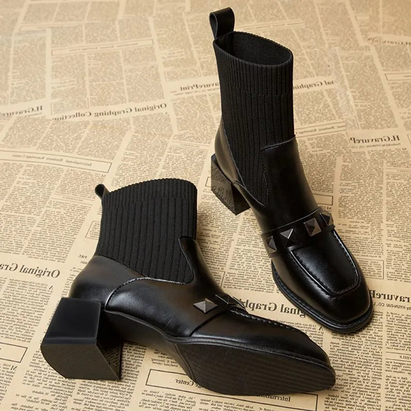 Rebel Studded Sock Boots