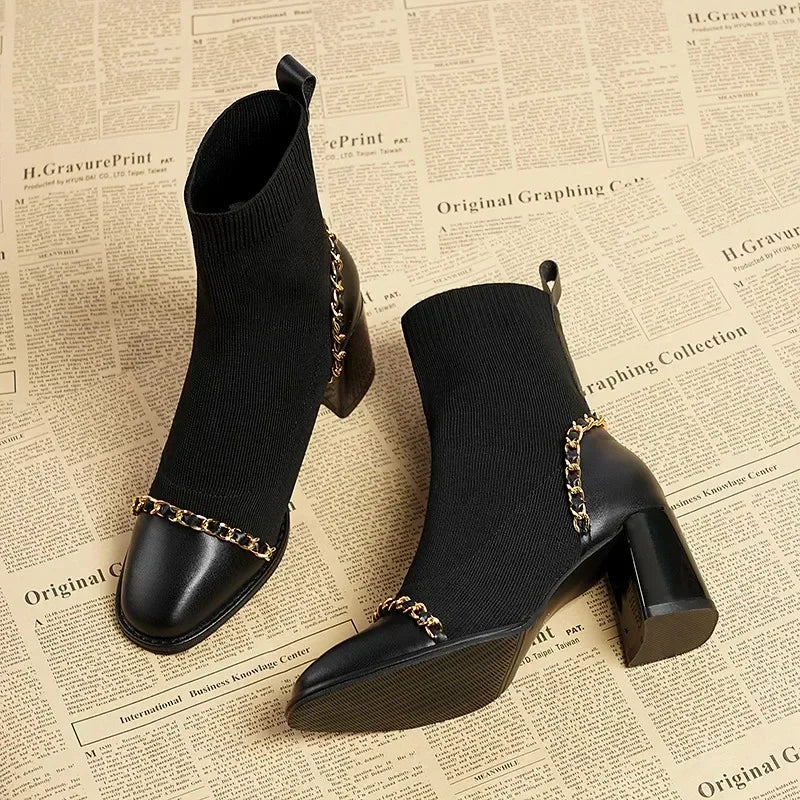 Vivienne Chain Detail Sock Boots
