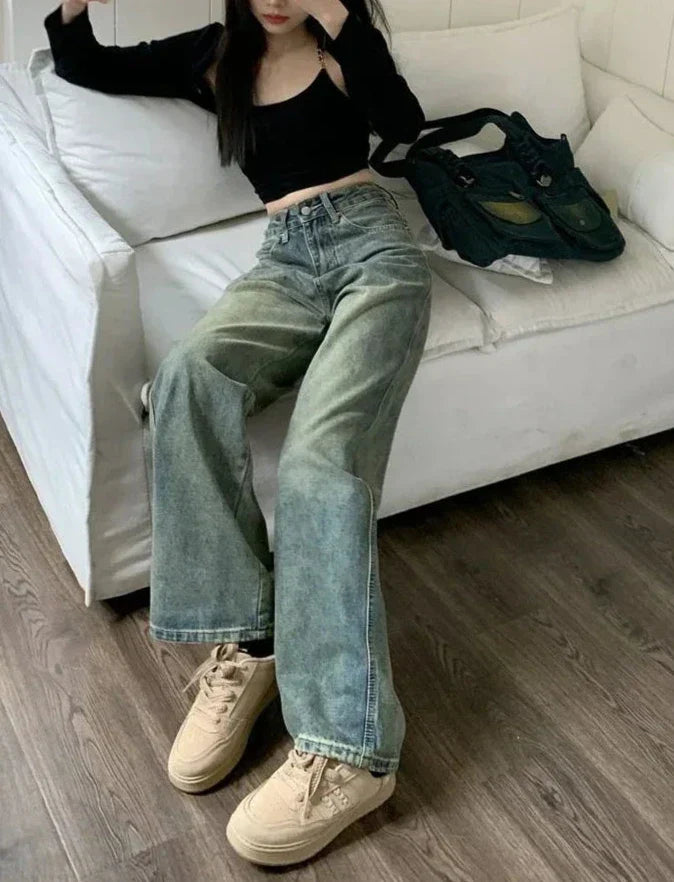 Peyton Vintage Wash Wide Leg Jeans