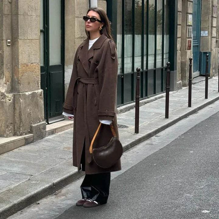 Delaney Belted Wool Trench Coat