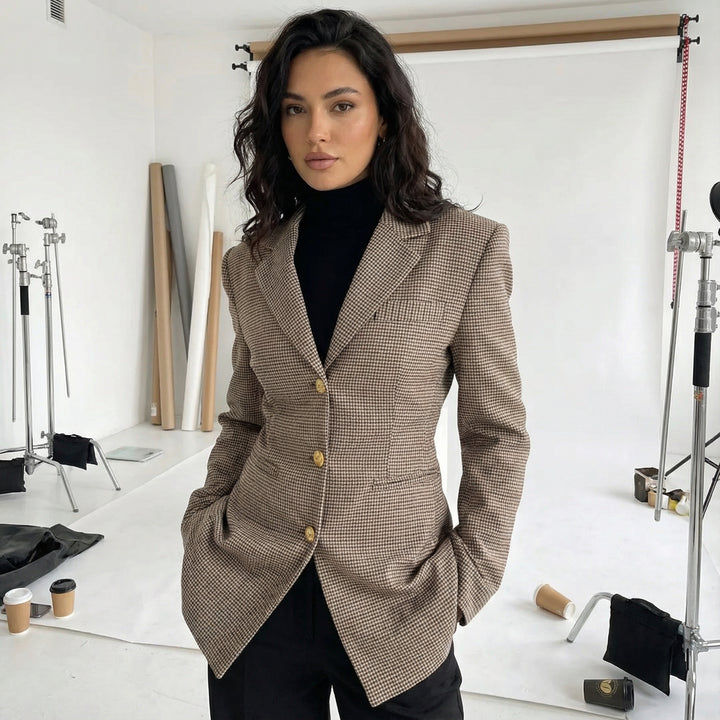 Savoy Checked Hourglass Blazer