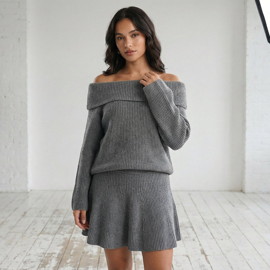 Mistwood Off-Shoulder Knit Sweater
