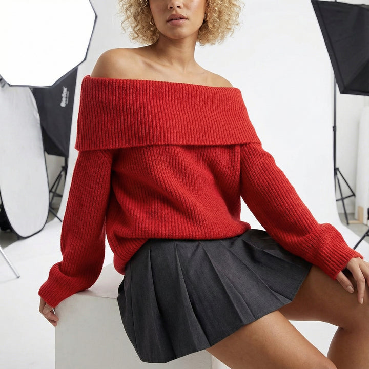 Mistwood Off-Shoulder Knit Sweater