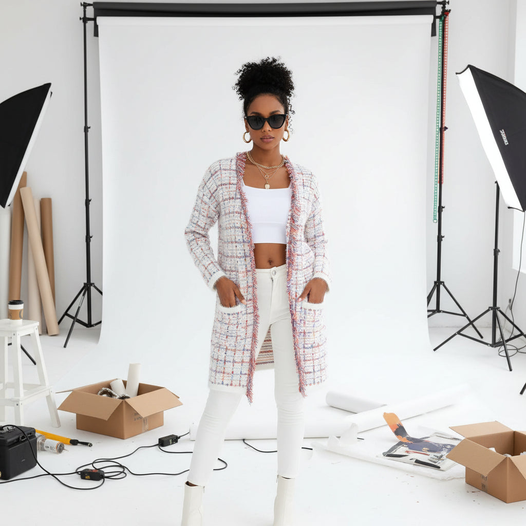 Bellevue Tweed Fringe Cardigan