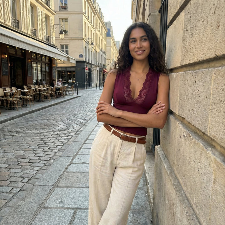 Serene Lace Top - Burgundy