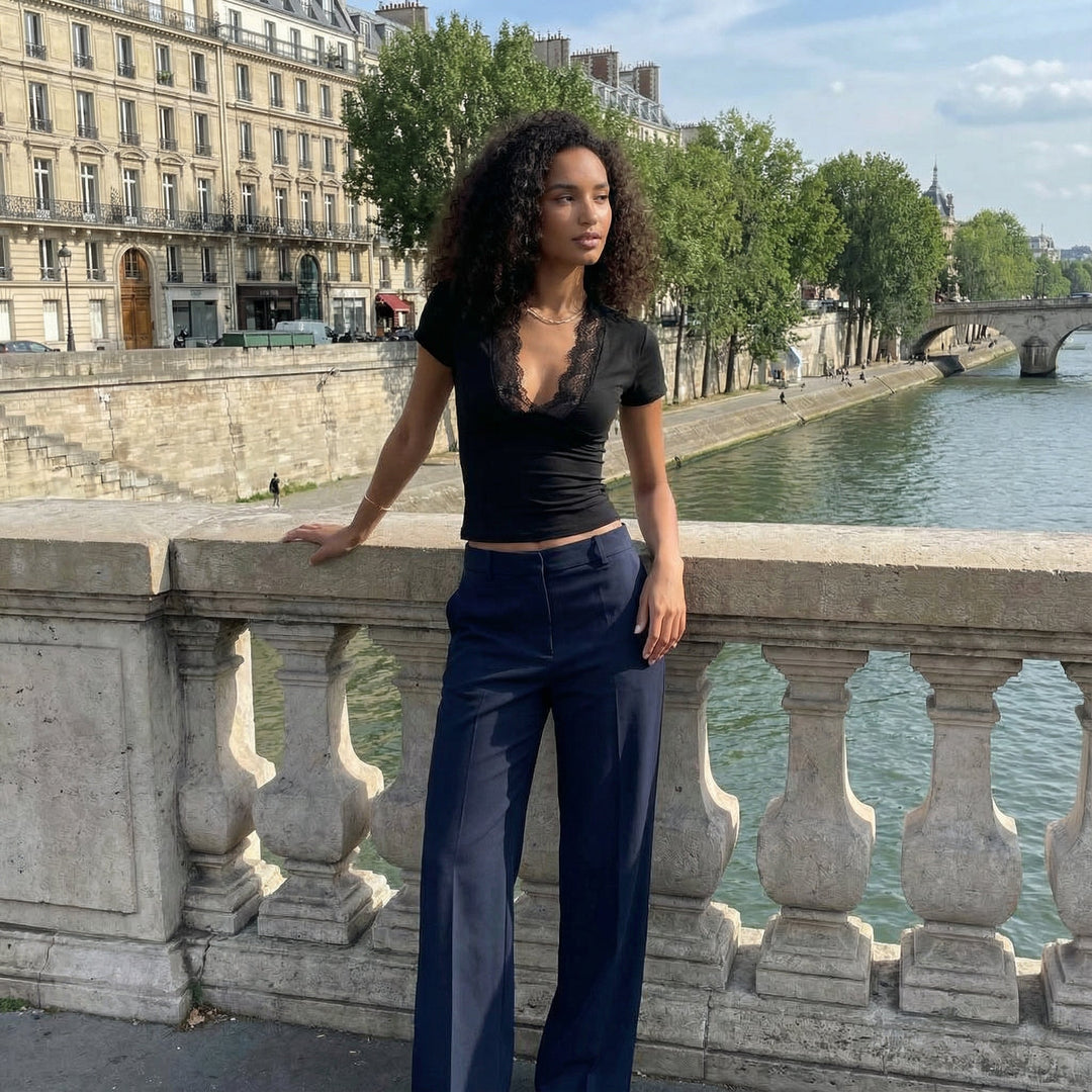 Serene Lace Tee - black