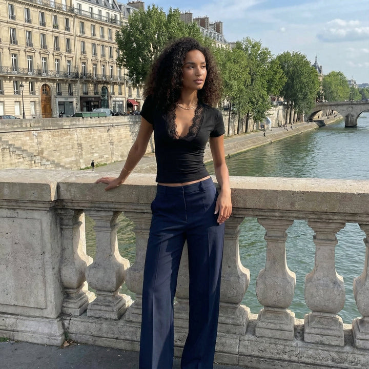 Serene Lace Tee - black