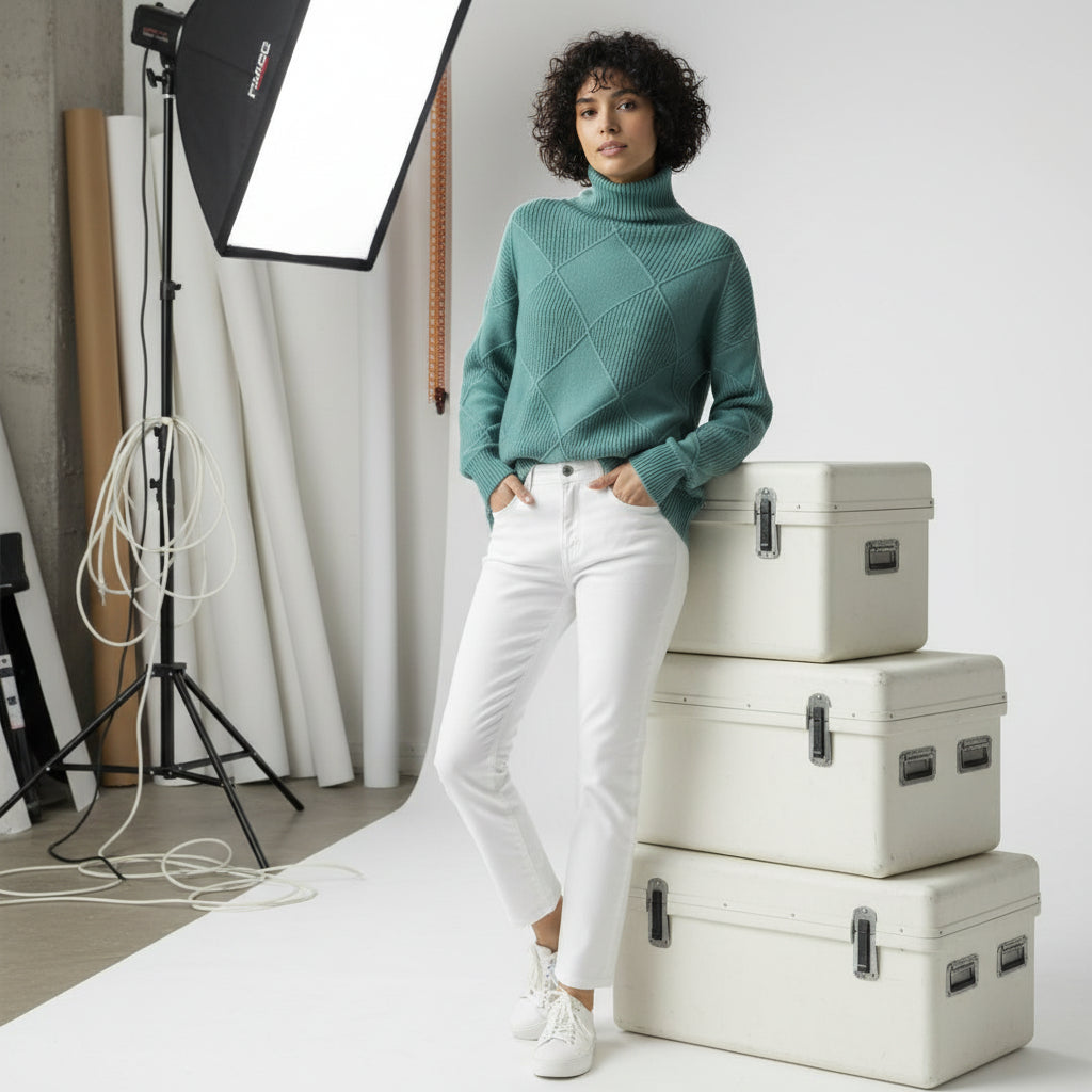 Ridgeweave Mock-Neck Knit Jumper