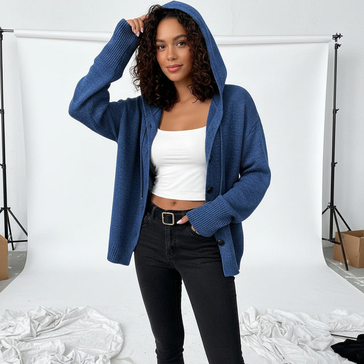 Hooded Knit Button Cardigan