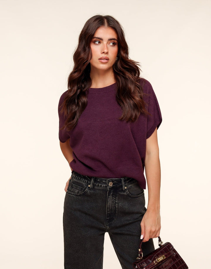 Eggplant Knitted SS - Top