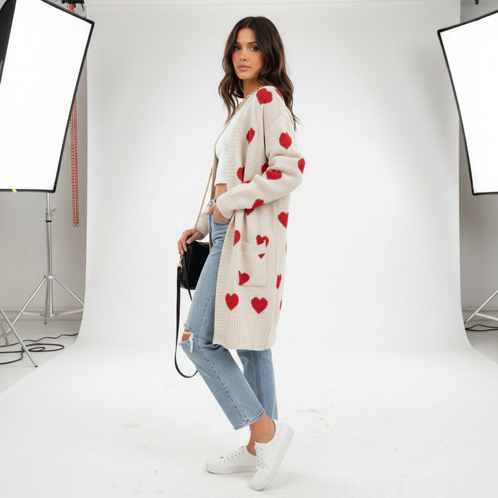 Amour Hearts Long Knit Cardigan