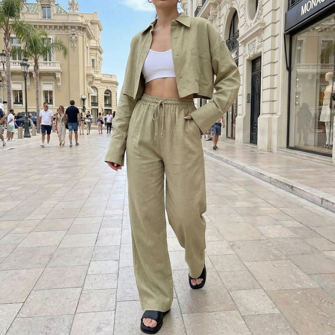 Collared Top & Pants Set