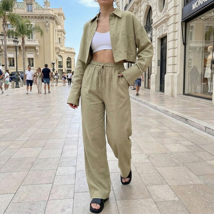 Collared Top & Pants Set