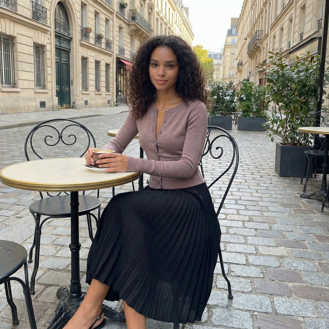 Wool Blended Cardigan - Light brown