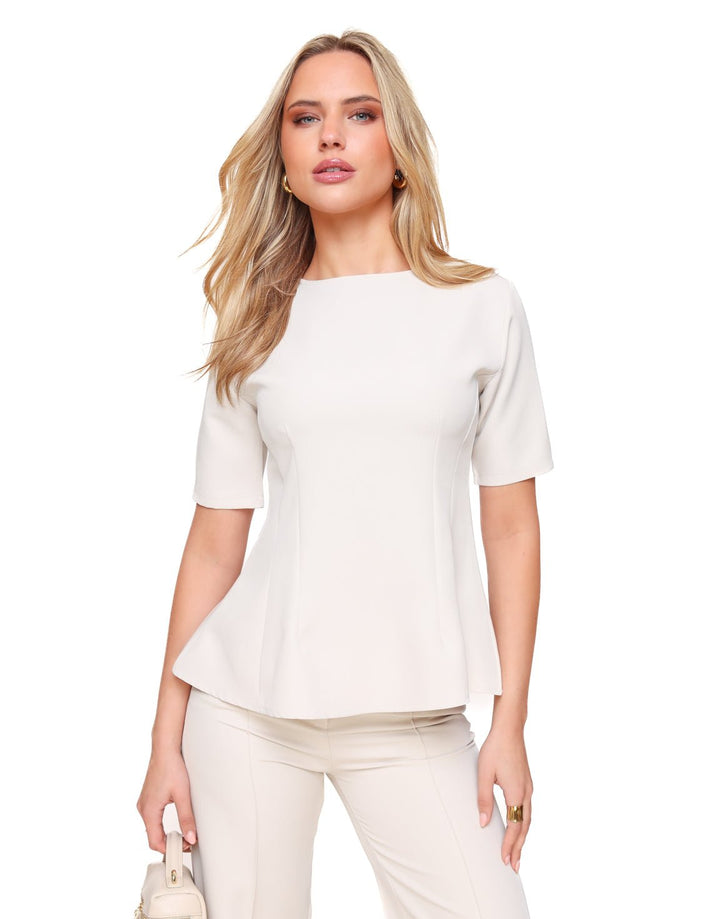 Beige Peplum SS - Top