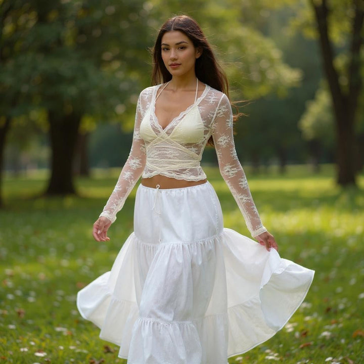 Chic Lace Detail Top - cream