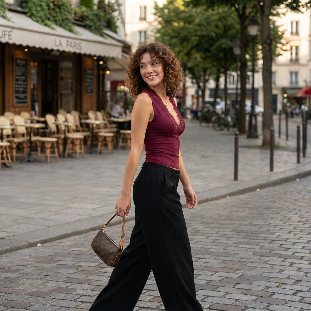 Serene Lace Top - Burgundy