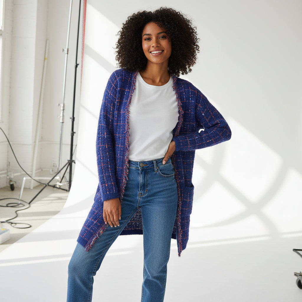 Bellevue Tweed Fringe Cardigan