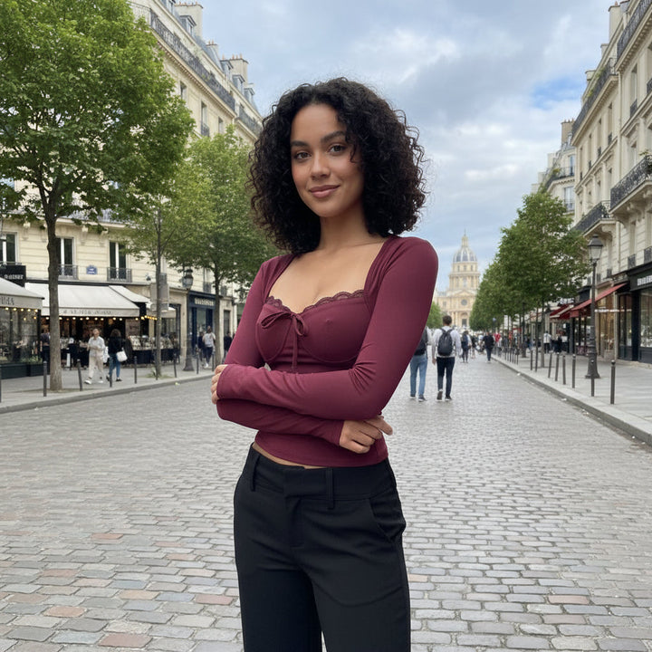 Grace Lace Top - Burgundy