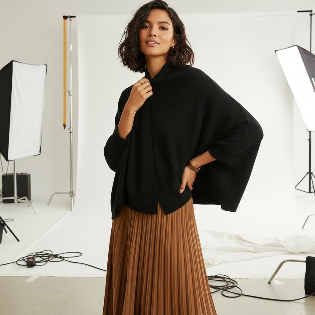 Draped Open-Knit Cardigan