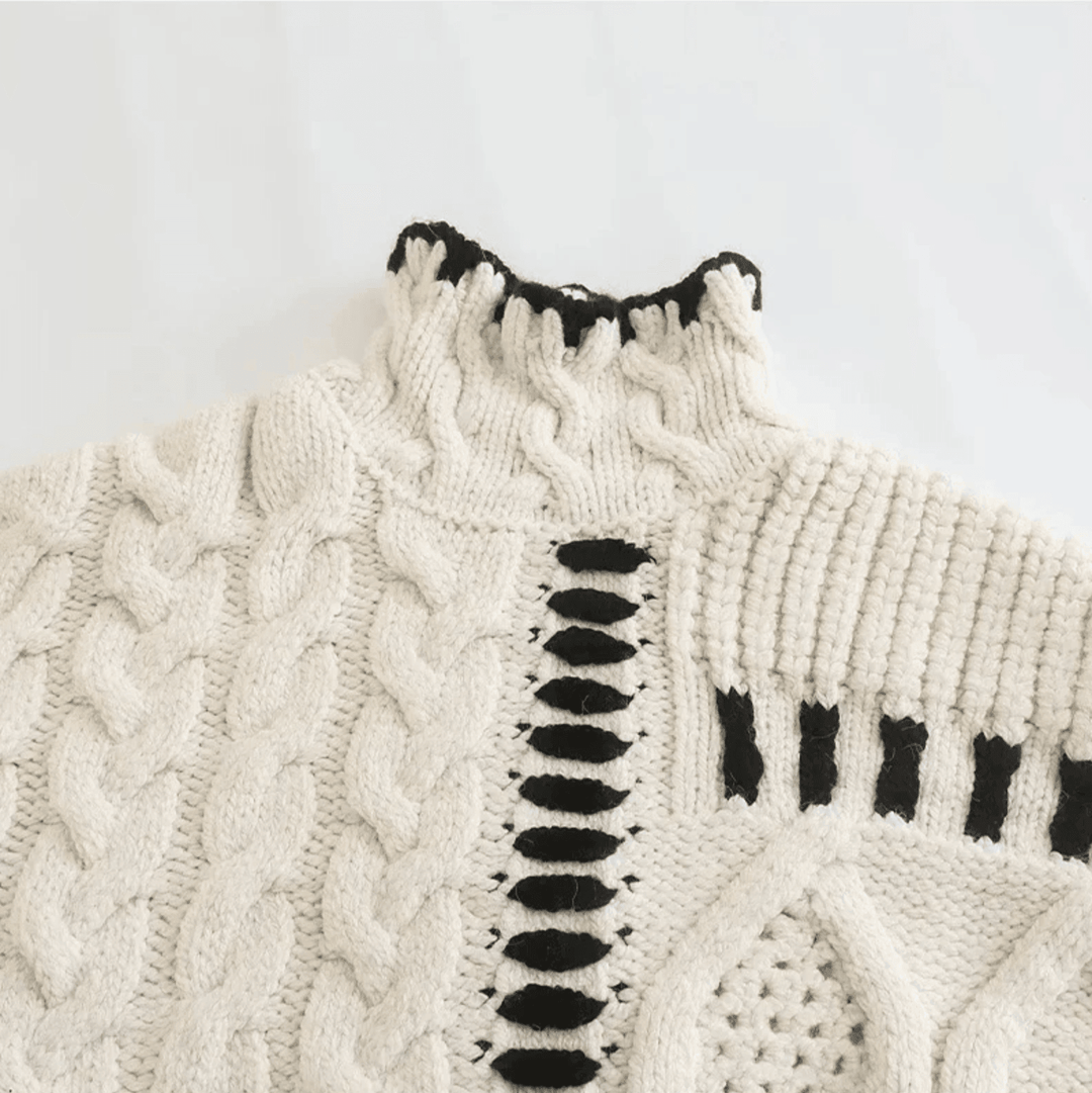 Impressionist Stitch Turtleneck Sweater